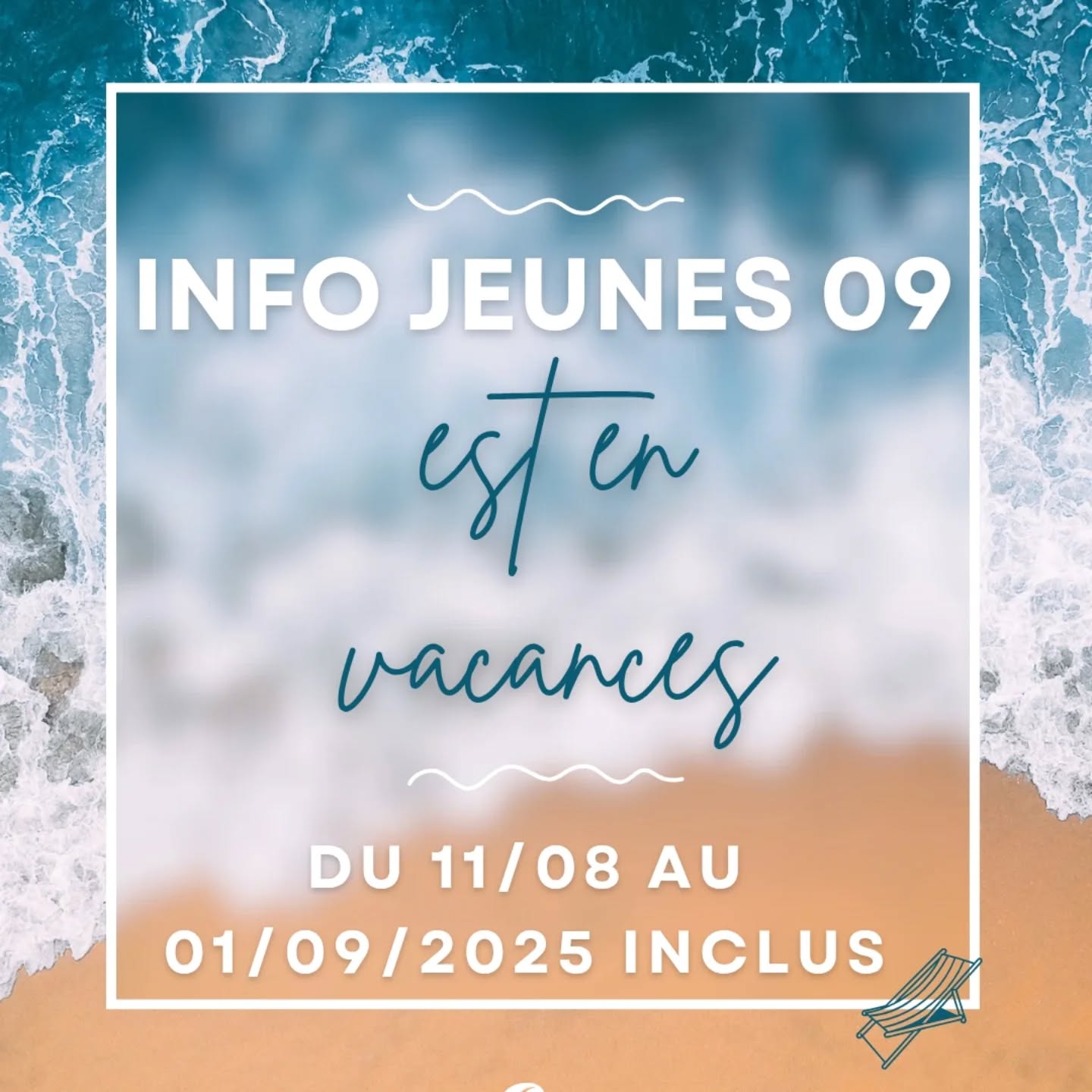 L'equipe d'Info Jeunes 09 part en congés ! 🏝
On se retrouve mardi 02 septembre au Pôle Jeunesse Collaboratif à Foix pour une nouvelle année ensemble 😉.
D'ici là portez vous bien, prenez soin de vous et de vos proches et à très vite ! 👋