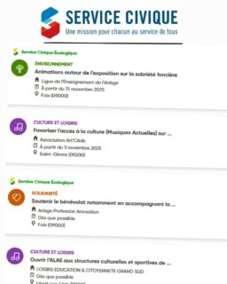 📢 Retrouve 12 missions de Service Civique en Ariège!
Tu as entre 16 et 25 ans (ou jusqu’à 30 ans si tu es en situation de handicap) et tu veux vivre une expérience unique tout en t’engageant pour une cause qui te tient à cœur ?
Pourquoi faire un Service Civique ?
✅ Une indemnité de 620€ par mois (sans condition de ressources).
✅ 6 à 12 mois d’engagement, à temps plein ou partiel.
✅ Des compétences qui boosteront ton CV.
✅ Un accompagnement sur mesure.
🔍 Zoom sur 2 missions coup de cœur :
1️⃣ 🌍 Animations autour de l’exposition sur la sobriété foncière
Tu veux sensibiliser le public aux enjeux de l’utilisation des sols et de la préservation des espaces naturels ? Cette mission est faite pour toi ! Tu organiseras des animations, des ateliers et des débats pour faire réfléchir petits et grands sur notre rapport à la terre. Avec le CAUE.
2️⃣ 🏃♂️ Encourager la pratique sportive auprès de nouveaux publics
Tu es passionné·e de sport et tu veux le rendre accessible à tous ? Dans cette mission, tu aideras à organiser des activités sportives pour des publics scolaires. Avec l'Usep.
Où trouver ces missions ?
👉 Découvrez toutes les offres disponibles en Ariège sur : www.service-civique.gouv.fr/trouver-ma-mission
#ServiceCivique #Ariège #Engagement #Jeunesse #Solidarité #Environnement #Culture #Sport